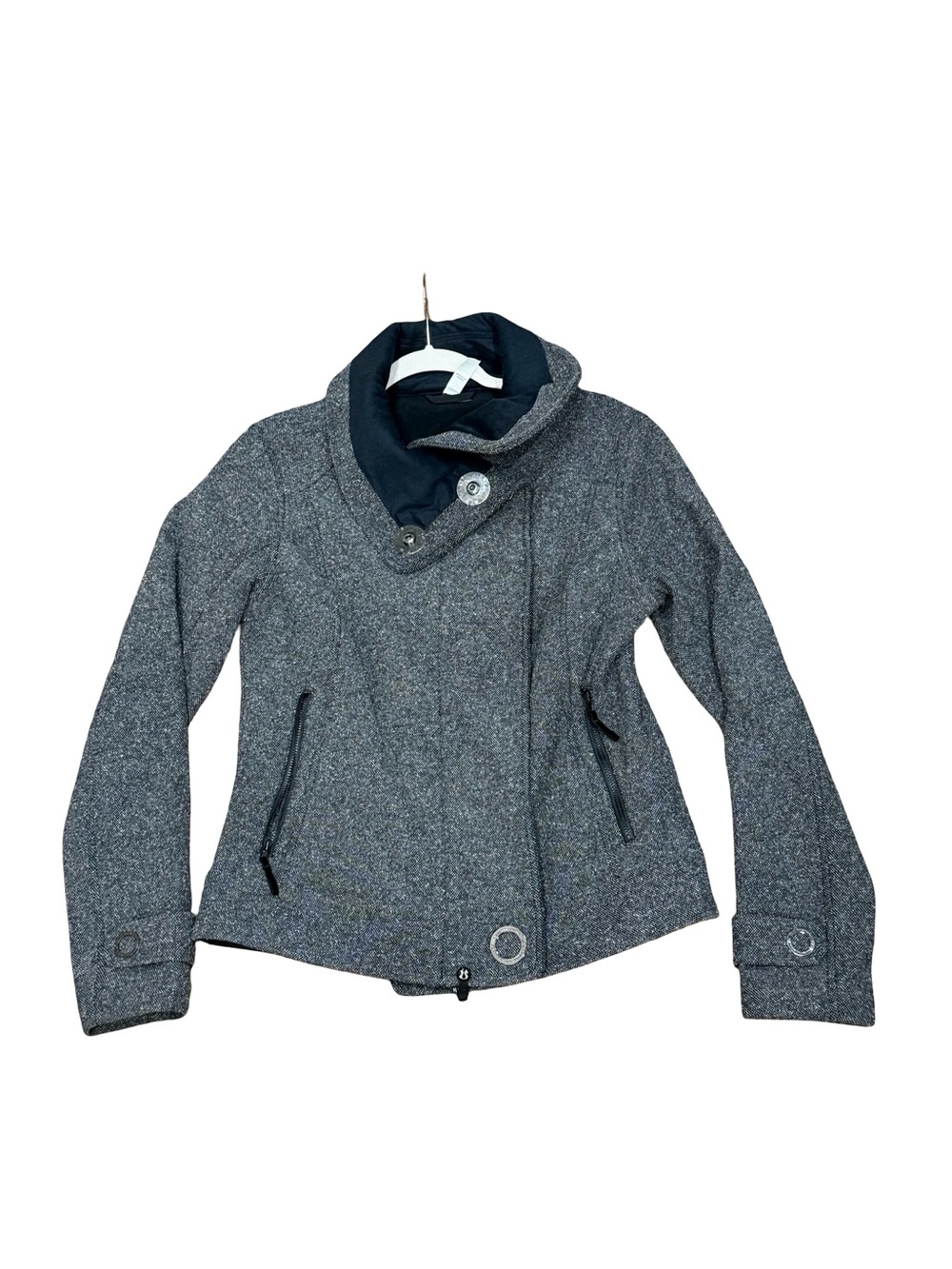 ✨‎ Lululemon Audrey Tweed Bomber Jacket Gray Tweed Zip Front Size 8 - Picture 3 of 13